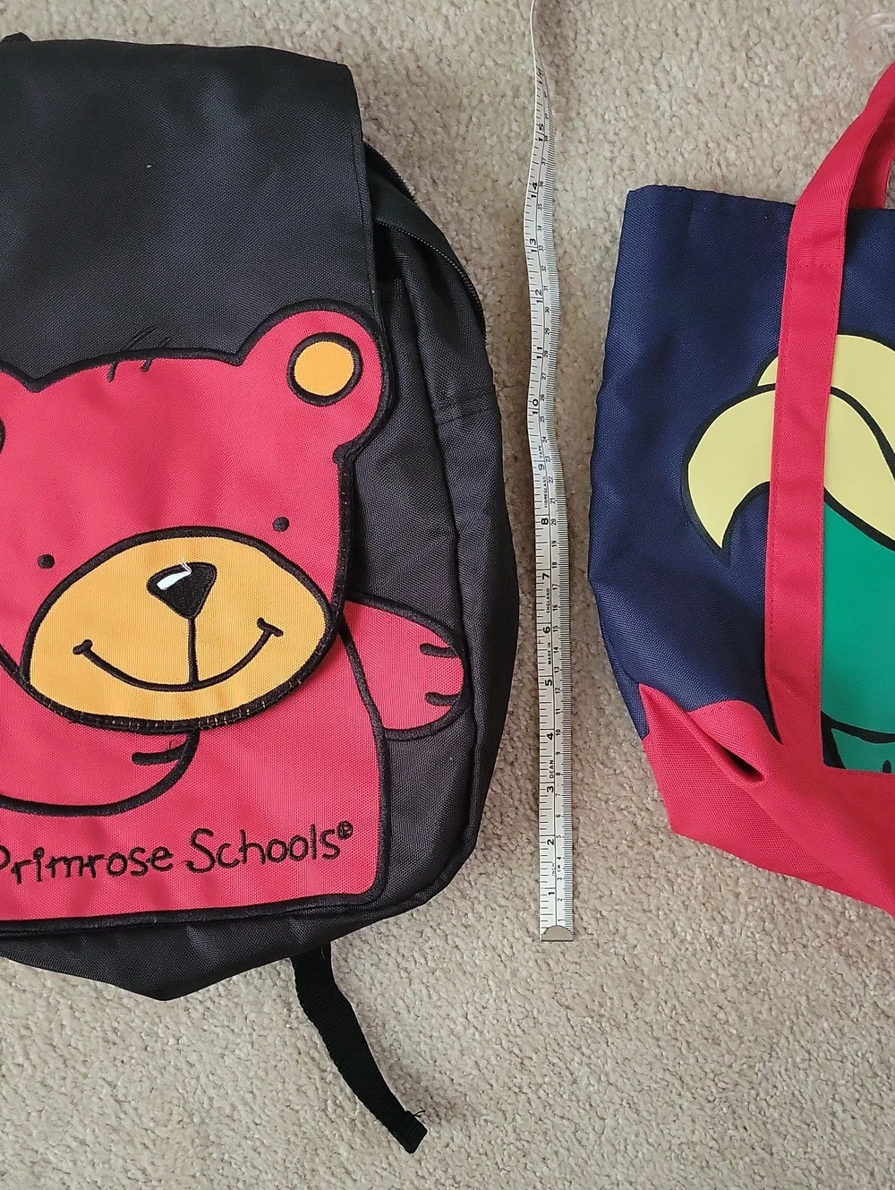 PRIMROSE SCHOOLS Bear Backpack And Blue Rooster Tote. Pre-School.